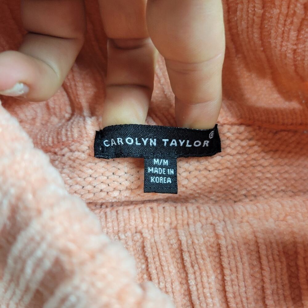 Carolyn Taylor Turtleneck Sweater Womens Size Medium Pale Pink Stripe Fair Isle - Picture 5 of 12